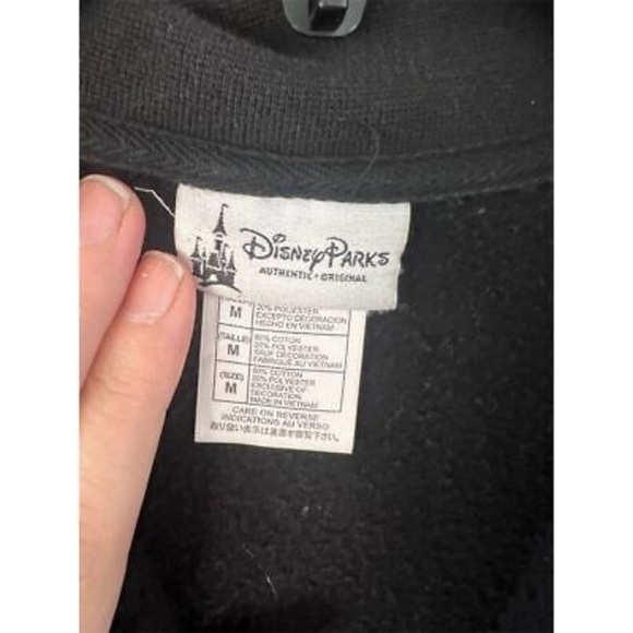 Disney Women's Zip-Up Hoodie Black Embroidered Mickey Mouse Size M Rhinestone - Picture 4 of 9